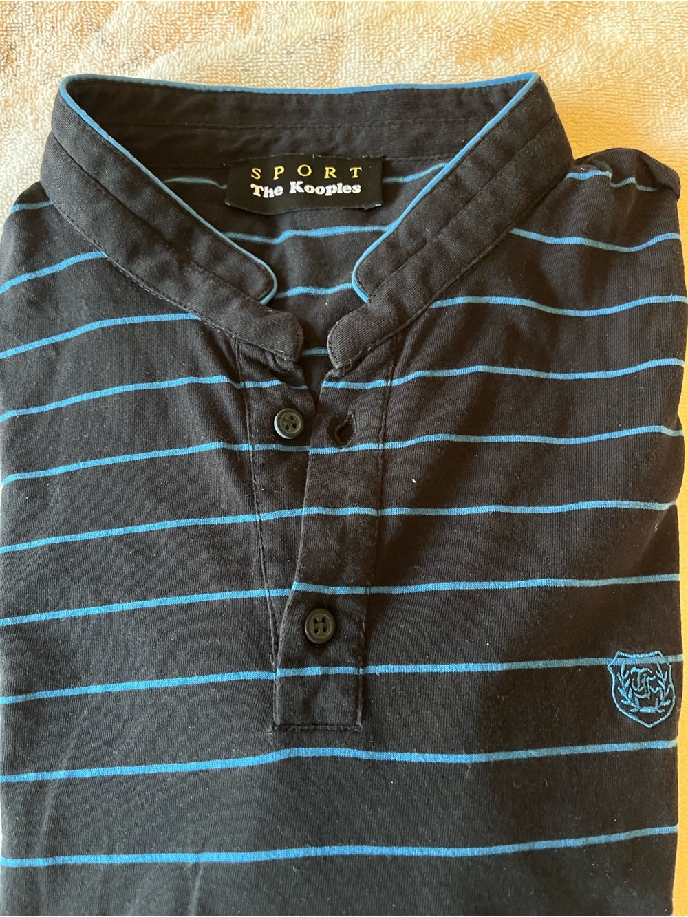 The Kooples Navy Polo with Blue Stripes